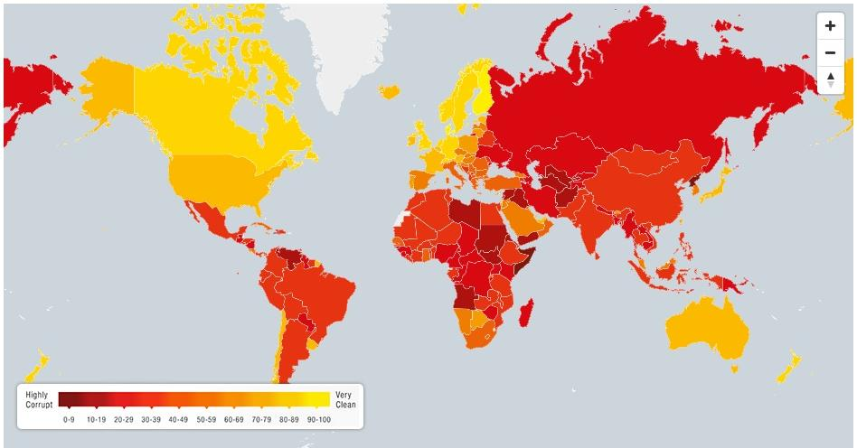 Pro rok 2015 je CPI vypočteno ze 12 zdrojů, které jsou získány od 11 nezávislých institucí.