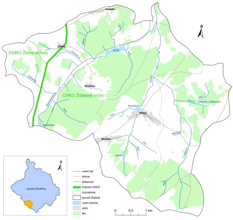 Tabulka 1 tok délka [km] Vymezení zájmového území plocha povodí [km 2 ] spád povodí [ ] Slubice