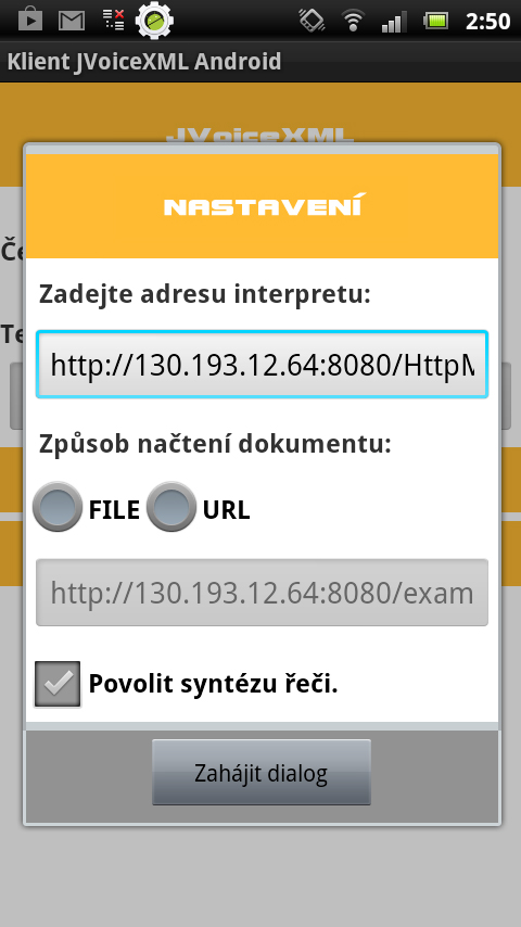 6.3. POPIS KLIENTSKÉ APLIKACE PRO ANDROID způsobem se aktivují a deaktivují dvě tlačítka, která se nacházejí pod tímto formulářem.