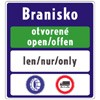 Všeobecné informácie o dopravných obmedzeniach Značky Všeobecné informácie o dopravných obmedzeniach informujú o dopravných situáciách, obmedzeniach cestnej premávky a prejazdnosti horských