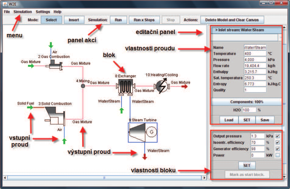 9. POUŽITÍ SPOTŘEBNÍCH CHARAKTERISTIK V PROGRAMU W2E Waste to Energy, zkráceně W2E, je nástroj pro modelování a simulaci technologických procesů.