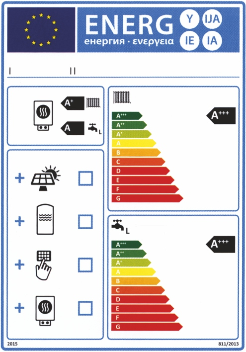 ENERGETICKÝ ŠTÍTEK VÝROBKU - KOTLE Existují různé štítky v závislosti na typu výrobku a garantovaných službách. Třídy účinnosti A, A+ a A++ označují produkty s nejvyšší výkonností.