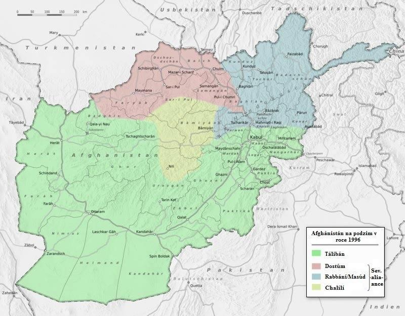 jež nespadala pod působení Tálibánu, byl sever země, kde se zformulovala Jednotná islámská fronta známá jako Severní aliance 12, založená v roce 1997. (Hynek, Eichler a Majerník, 2012) Obr.