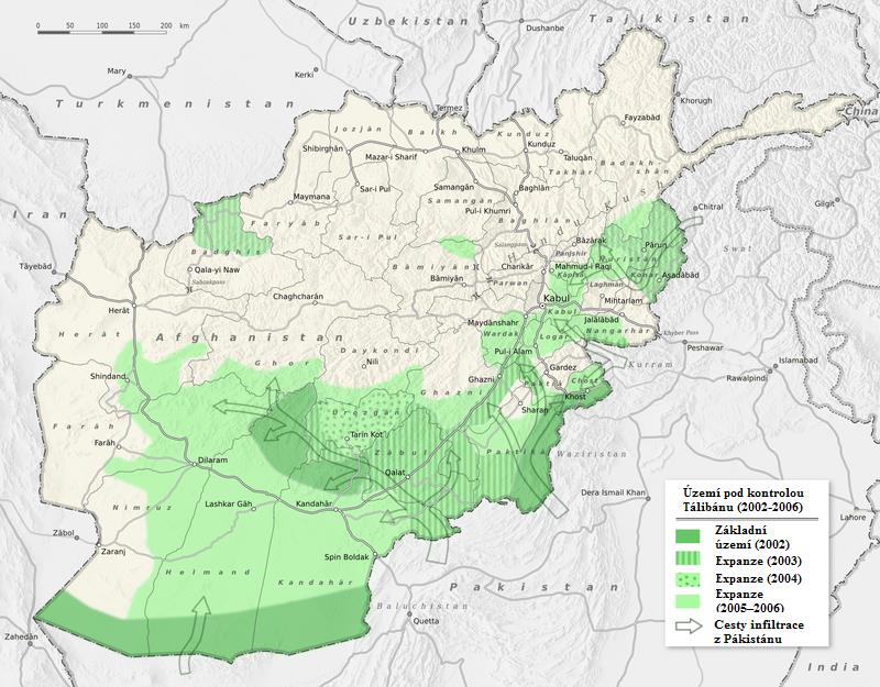 podporu u venkovanů v jižním Afghánistánu a od roku 2002 se bojové aktivity tálibů začaly stupňovat. (Boháč, 2008b) Obr.