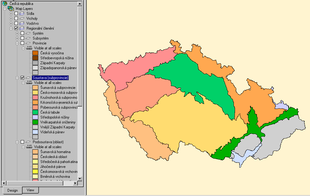 Obr č. 2 Mapová kompozice interaktivní mapy Interaktivnost mapy byla řešena definováním URL linků k jednotlivým polygonům.