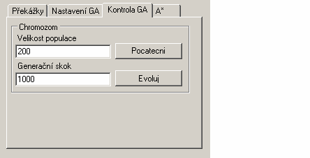 začíná překážku. Zvětšení překážky se děje automaticky o uživatelem nastavený počet pixelů. Obr. 9 Záložka "Nastavení GA" Na záložce nastavení GA obr.