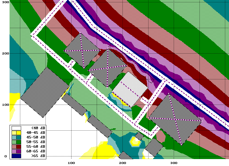 ROZLOŽENÍ PÁSEM HLUKOVÉ ZÁTÌŽE - STAV PO VÝSTAVBÌ Výkres 8 NÁZEV PROJEKTU ZADAL ZPRACOVAL DATUM