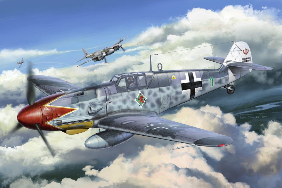 109G exhaust stacks (Brassin) EX509 Bf 109G camo scheme - Mtt (Maska)