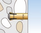 Nainstalovaná kotva je bez rozpěrného tlaku a umožňuje efektivní upevnění s velmi malými osovými a okrajovými vzdálenostmi.