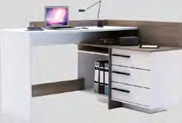 484879 Písací stôl rohový THALES - farebné prevedenie biela / tmavý dub - montážny uhol