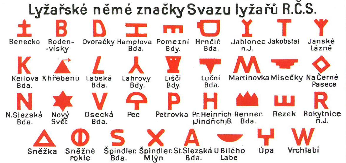 Obrázek 7 - němé značky z roku 1935; Zdroj: Dvořák, 2003a Obrázek 8 současné němé značky; Zdroj: http://www.wikiwand.com/cs/n%c4%9bm%c3%a9_zna%c4%8dky_krkono%c5%a1 4.2.2.7 Zaniklé značky Němé značky na polské, v té době německé, straně zanikly.