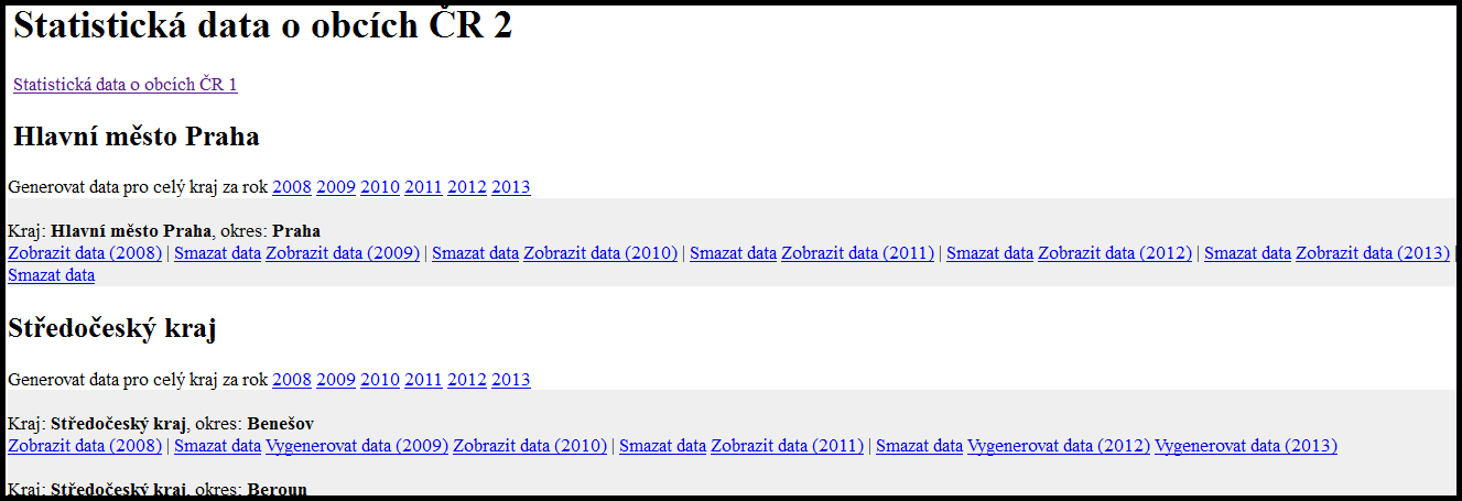 Statistická data o obcích ČR