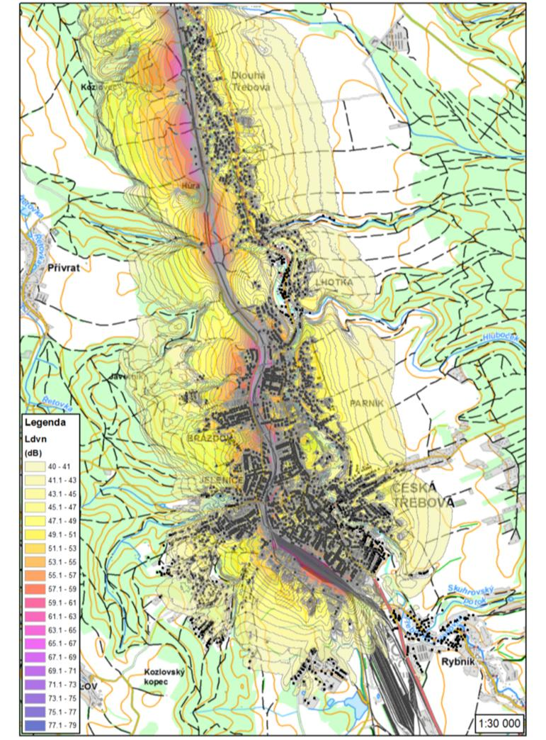 Kvantifikace dopadů hluku z úseku železničního koridoru Dlouhá Třebová Česká Třebová Ekonomické dopady železničního hluku v podobě obtěžování hlukem a rušení ve spánku jsou kvantifikovány pro pilotní