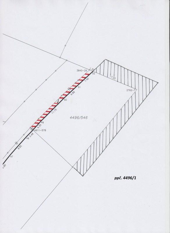 - ve vlastnictví XXX bytem XXX, a to část ppč. 4496/546 o výměře 36 m 2, celé ppč. 4496/668 o výměře 135 m 2 a celé ppč. 4496/639 o výměře 85 m 2, v k.ú. Most II - za část ppč. 4496/1 o výměře max.