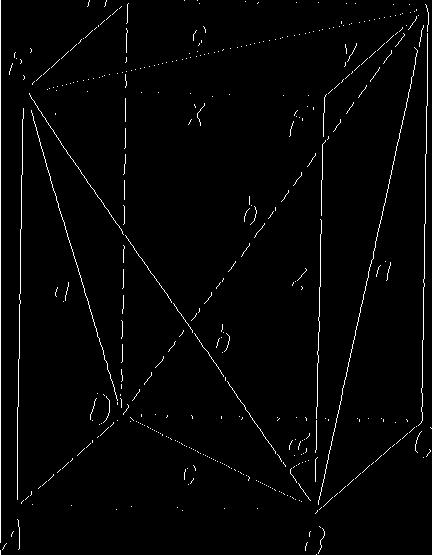 Trojúhelník, sestrojený z jeho tří různých stěnových úhlopříček (např. trojúhelník BEG), je ostroúhlý. Dokažte. Důkaz (obr.