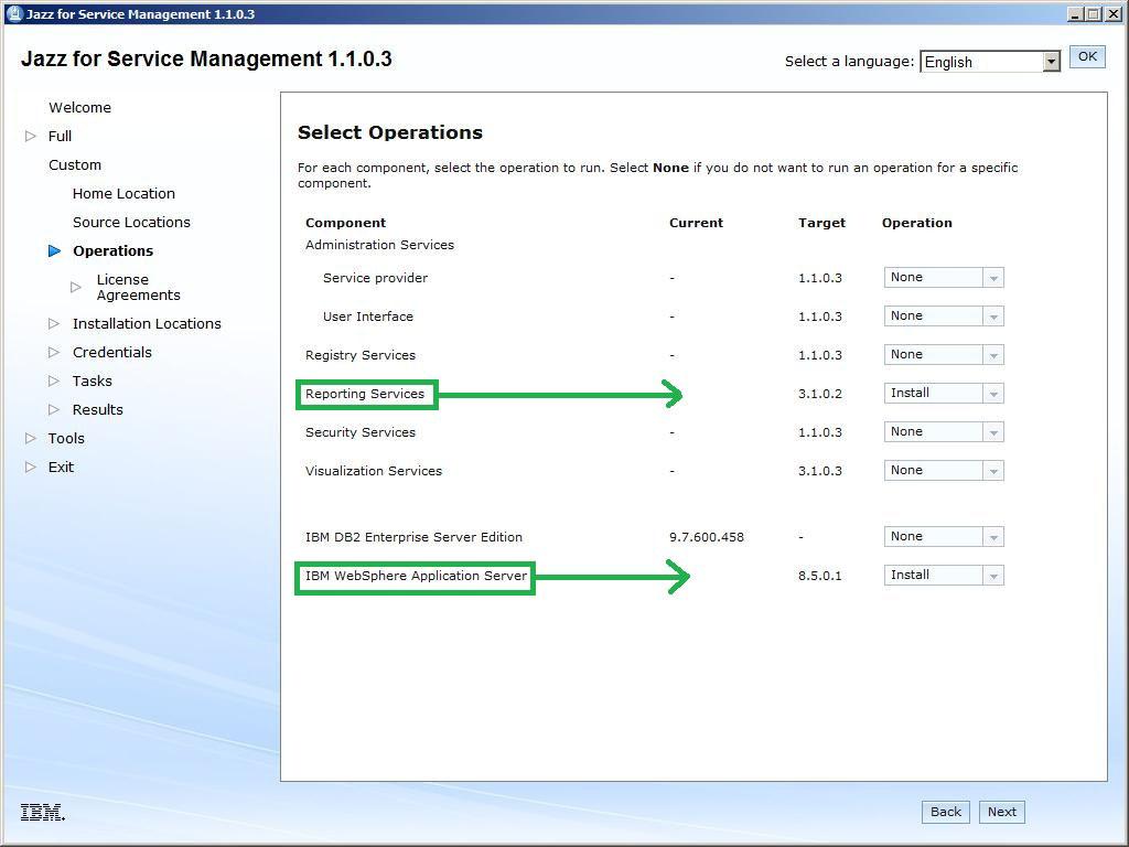 Chcete-li proést upgrade na erzi 1.1.0.3 produktu Jazz for Serice Management, musíte upgradoat aplikaci Reporting Serices, ale nemusíte upgradoat erzi sereru IBM WebSphere Application Serer.