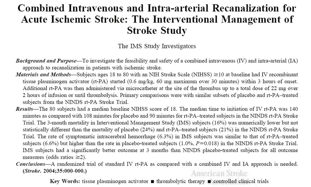 Kombinovaná trombolýza (IV/IA) kombinuje výhody IVT (rychlé a jednoduché podání) a