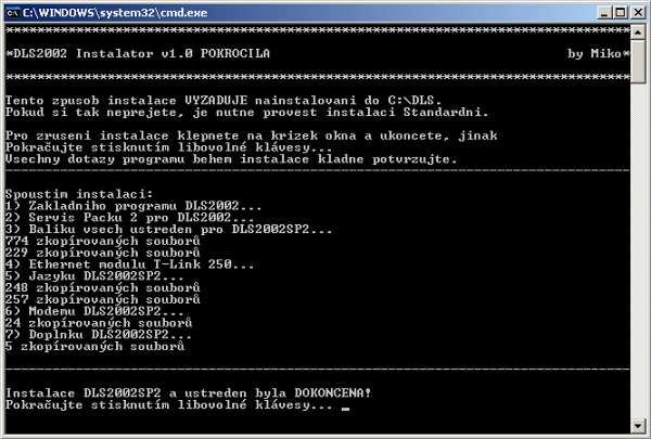 Předposlední v pořadí je instalace podpory více typů modemů. Dávka se opět postará o správné umístění všech souborů a vypíše počty zkopírovaných souborů. 7.