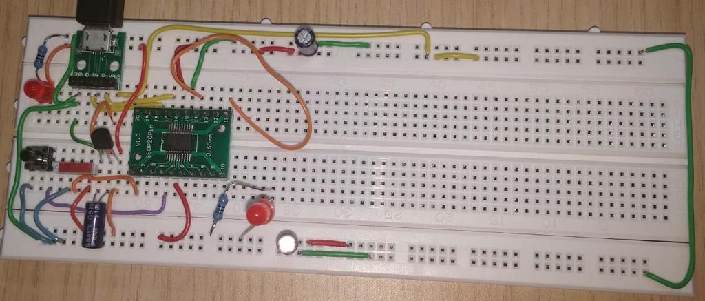 ealizace a kontrola F0 Lab v ETC Změřit kontrolovat velikost napětí +3,3 V, mezi piny 6 a 5 procesoru, musí svítit LED.