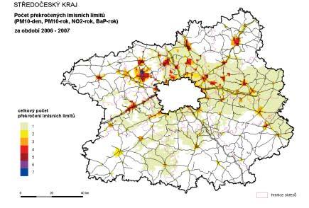 âástka 5/2009 Vûstník právních pfiedpisû Stfiedoãeského kraje Strana 250 B.5.2 Prioritní území pro realizaci opatfiení ke zhor ení kvality ovzdu í B.5.2.1 Prioritní území kategorie 1 Na základû v e uveden ch podkladov ch vrstev âhmú pro rok 2006 a 2007 byla provedena anal za poãtu pfiekroãení v jednotliv ch lokalitách.