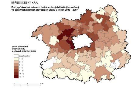 Poãty pfiekroãení imisních limitû a cílov ch