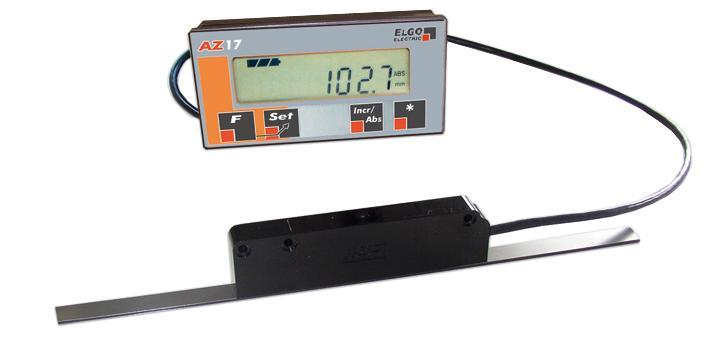 Typ AZ17E Absolutní indikace polohy s externím senzorem a rozlišením 0,1mm Externí senzor typ AZS Odměřovaná délka až 8m Jednorázová reference Permanentní zálohování dat a parametrů Životnost baterie