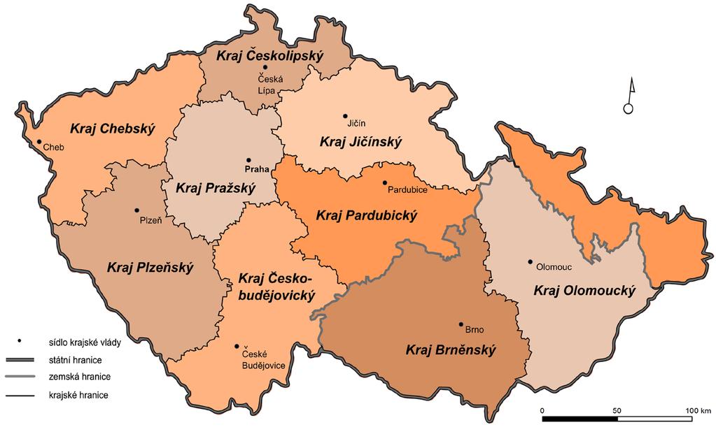 Mapa 5 Správní členění v letech 1850 1855 Zdroj: Burda, Janoušek