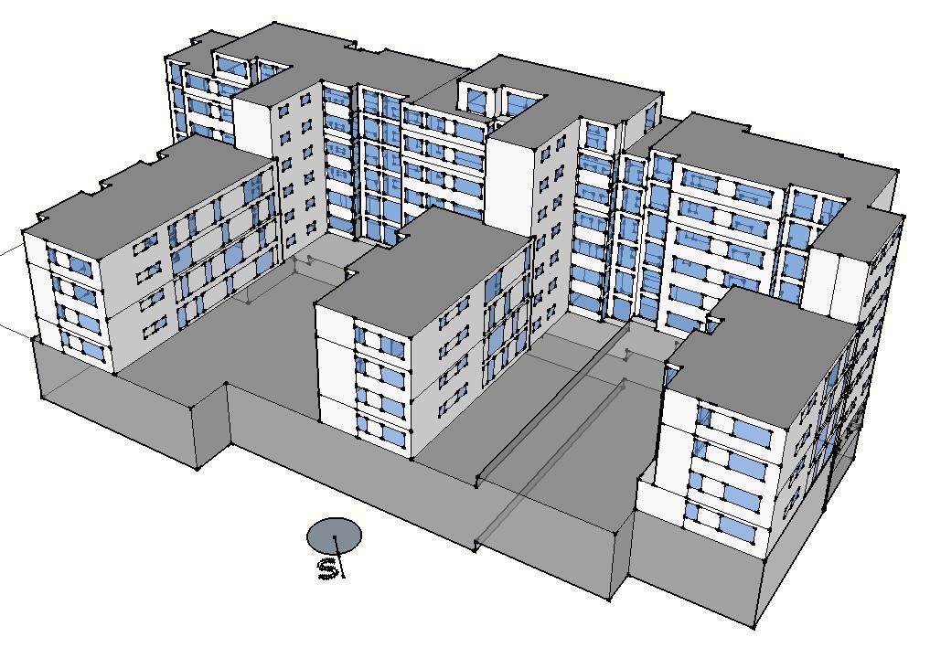 1: 3D model domu, pohled na jižní nároží. Obr.