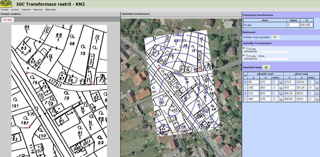 Obr 4: transformace katastrální mapy na letecký snímek 3.