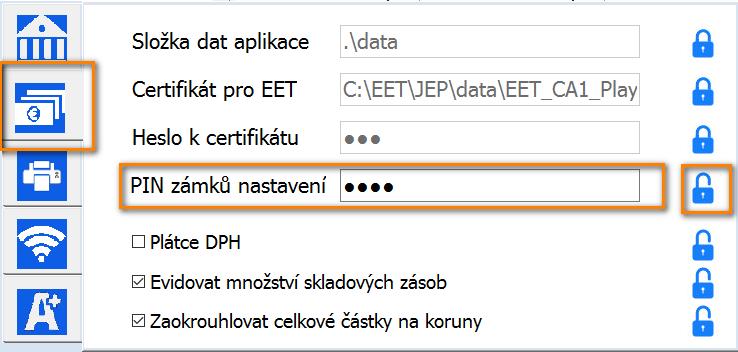 Před nasazením do provozu je vhodné změnit PIN konfiguračních zámků z výchozí volby 1234 na Vaši vlastní. Zadejte Váš nový PIN do pole PIN zámků nastavení.