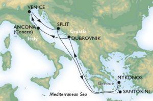 Plavba: Za poznáním Řecka (Středozemní moře) Akční plavba! společnost: MSC Cruises loď: MSC Sinfonia oblast: Středozemní moře trasa: Itálie, Chorvatsko, Řecko termín: 9.7.