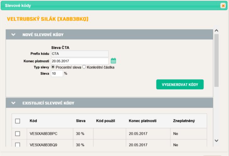 Speciální skupinovou slevu pak lze zadat pro členy České triatlonové asociace: Do políčka Prefix kódu je třeba zadat tři písmena CTA, tím se formulář změní tak, jak ukazuje obrázek.