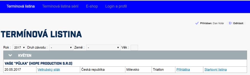Každý klient pořadatele závodu (typicky atlet) tak má možnost spravovat si svůj učet s tím vědomím, že pořadatel závodu má během prezentace možnost