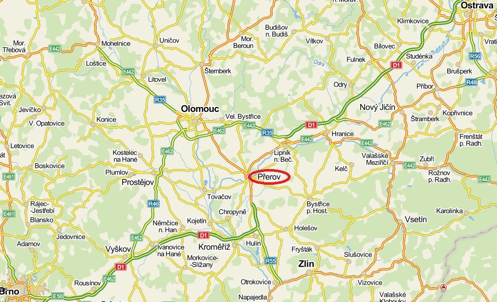 1 Charakteristika území 1.1 Přerov Město Přerov se rozprostírá po obou stranách řeky Bečvy 21 kilometrů jihovýchodně od města Olomouc.