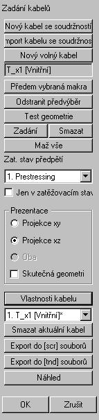 3.3. ZADÁNÍ KABELŮ Obr. 23 - Dialog pro zadání kabelů Dialog pro zadání kabelů se spouští kliknutím na v nabídce stromu Zadání > Model > Kabel. Objeví se dialog Zadání kabelů.