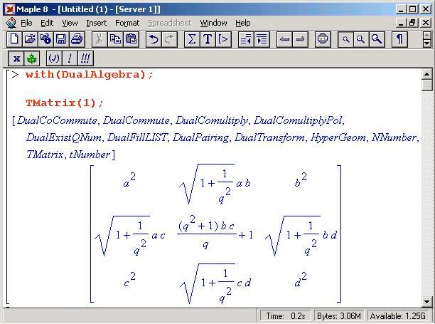 obráze 9: Použití fuce TMatrix 8.3.3. Vypracovaá idetita využívaící DualAlgebra.ws Soubor DualIdetity.ws obsahue vypracovaou idetitu týaící se Hopfovy algebry SL.