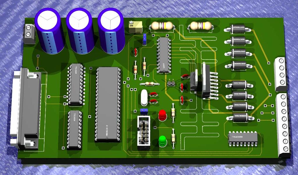 66 Příloha 10: 3D model navržené řídící jednotky v programu Eagle3D označení hodnota (typ) označení hodnota (typ) C1 22p IC5 75160P C2 22p IC6 74LS348N C3 3,3n IC7 7805V C4 100n JP1 JP1E C5 100n JP2