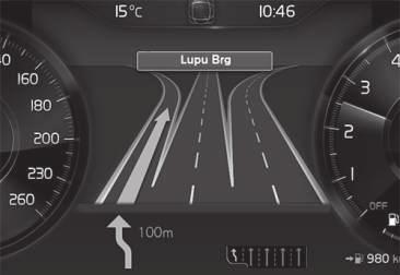 NASTAVENÍ Navigace po mapě na displeji řidiče Když se nastaví cíl, mapa se zobrazí automaticky na displeji řidiče. Displej řidiče 1.