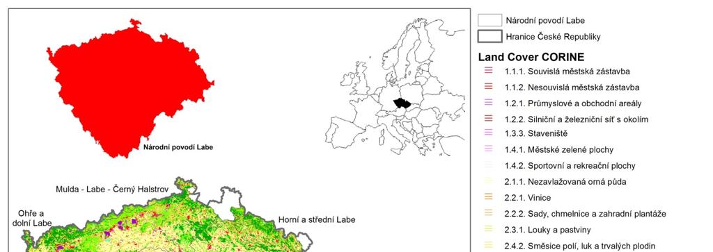 Informace o současném stavu životního prostředí v dotčeném území Obrázek č. 18 Land cover v rámci území NPP Labe Obrázek č.