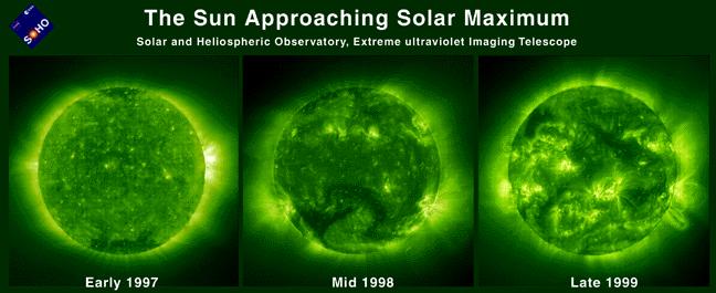 9) Žlutá čára (569,4 nm, iont Ca XV), která se vyzařuje v oblastech blízko erupcí a nad obrovskými skvrnami (obr. 10) Obrázek 8: Červená čára (637,4 nm, iont Fe X). Převzato a upraveno z [33].