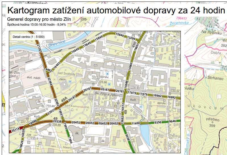 Obrázek 35: Kartogram dopravního zatížení