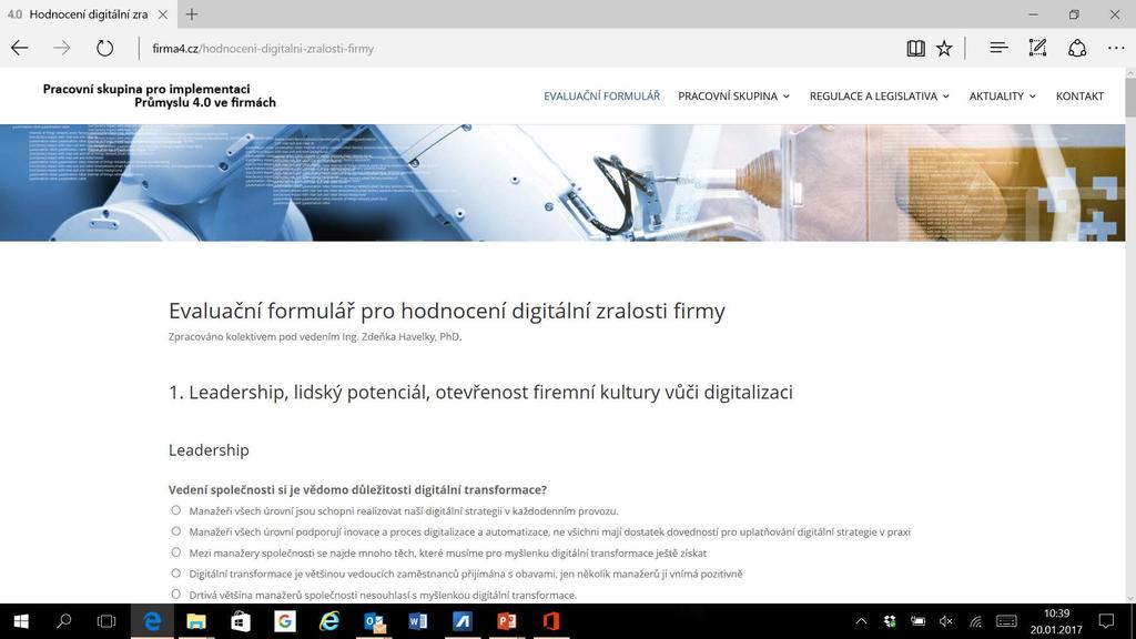 EVALUAČNÍ MODEL PRO HODNOCENÍ DIGITÁLNÍ ZRALOSTI FIREM PRŮMYSL