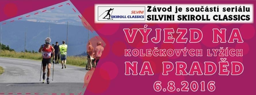 06.-07.08.2016 závody na kolečkových lyžích JESENÍK Třetí a čtvrtý závod z této série zavítal do Jeseníků V sobotu 6.8.2016 byl na pořadu výběh o délce 9,1km km se startem na parkovišti Hvězda(852mnm) a cílem na Pradědu (1492 mnm), kt je nejvyšším vrcholem Moravy s převýšení 680metrů.