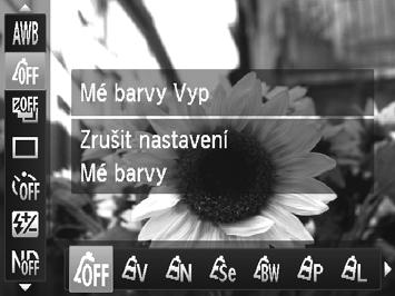 Barvy a sekvenční fotografování Fotoaparát zachová nastavení úrovně korekce vyvážení bílé ivpřípadě použití jiné možnosti vyvážení bílé v kroku 1, korekce je však resetována při zaznamenání dat