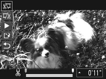 Úpravy filmů Filmy Fotoaparát umožňuje stříhání filmů, takže můžete odstraňovat nepotřebné úseky na začátcích a koncích filmů. Vyberte položku *. Postupujte podle pokynů v krocích 1 3 na str.