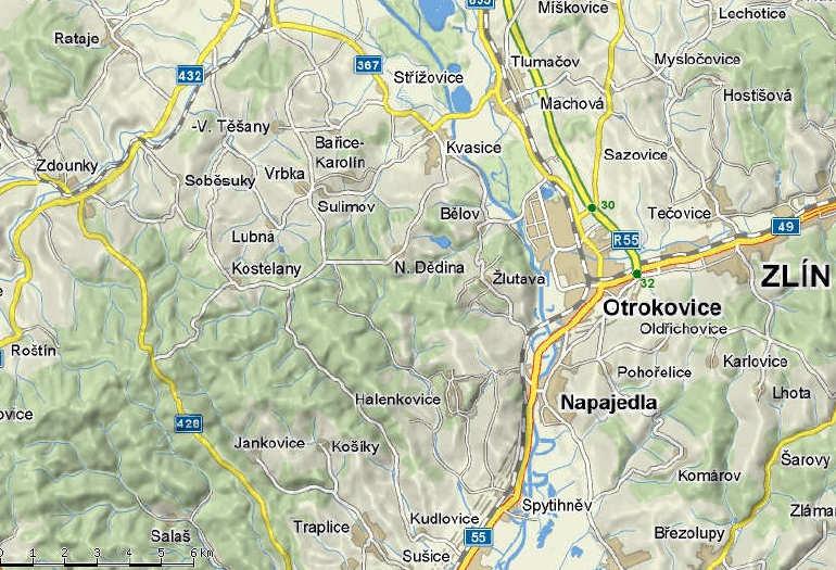 Obr. 2 Mapa regionu Otrokovicko Zdroj: www.mapy.cz 2.2.1 Rozloha Rozloha území Otrokovicka je 11 992 ha. 2.2.2 Počet obyvatel Počet obyvatel Otrokovicka byl k 31. 12. 2010 celkem 35 436 osob. Tab.