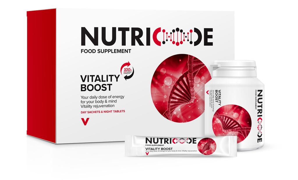 VITALITY BOOST denní dávka energie pro vaše tělo a mysl regenerace životních sil Složení dokonale sladěných surovin, které ovlivňují tok fyzické a psychické energie v průběhu celého dne a hodnotnější