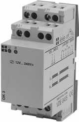 Napájecí napětí: 24 V AC/DC 0,5 VA (0,5 W) Řídicí napětí: 24 V AC/DC Tolerance: - 15 % až + 10 % : 48 až 63 Hz 1 bezpotenciálový přepínací kontakt Jmenovitý proud: 8 A Při těsné montáži (< 5 mm) 5 A