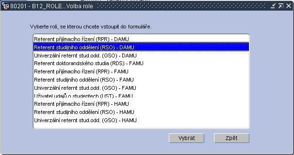 ikos Vám v tomto případě nabídne všechny formuláře, které jsou k dispozici pro všechny Vaše přidělené role.