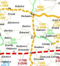 Hustota dopravy na dotených komunikacích dle údaj z celostátního sítání v roce 2000 ( editelství silnic a dálnic R) je uvedena v tabulce. 3 a obrázku. 2. Tabulka.